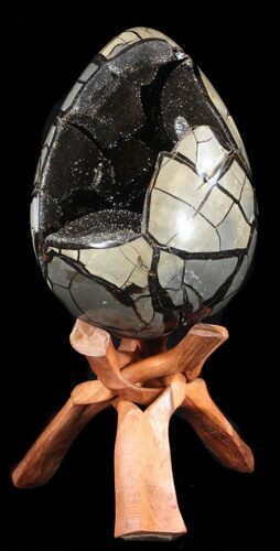 Septarian Dragon Egg Geode - Crystal Filled #38406